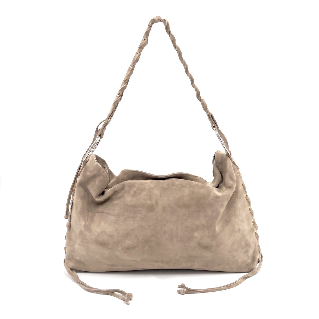 HALO - Bolso de hombro con asa trenzada BEIGE