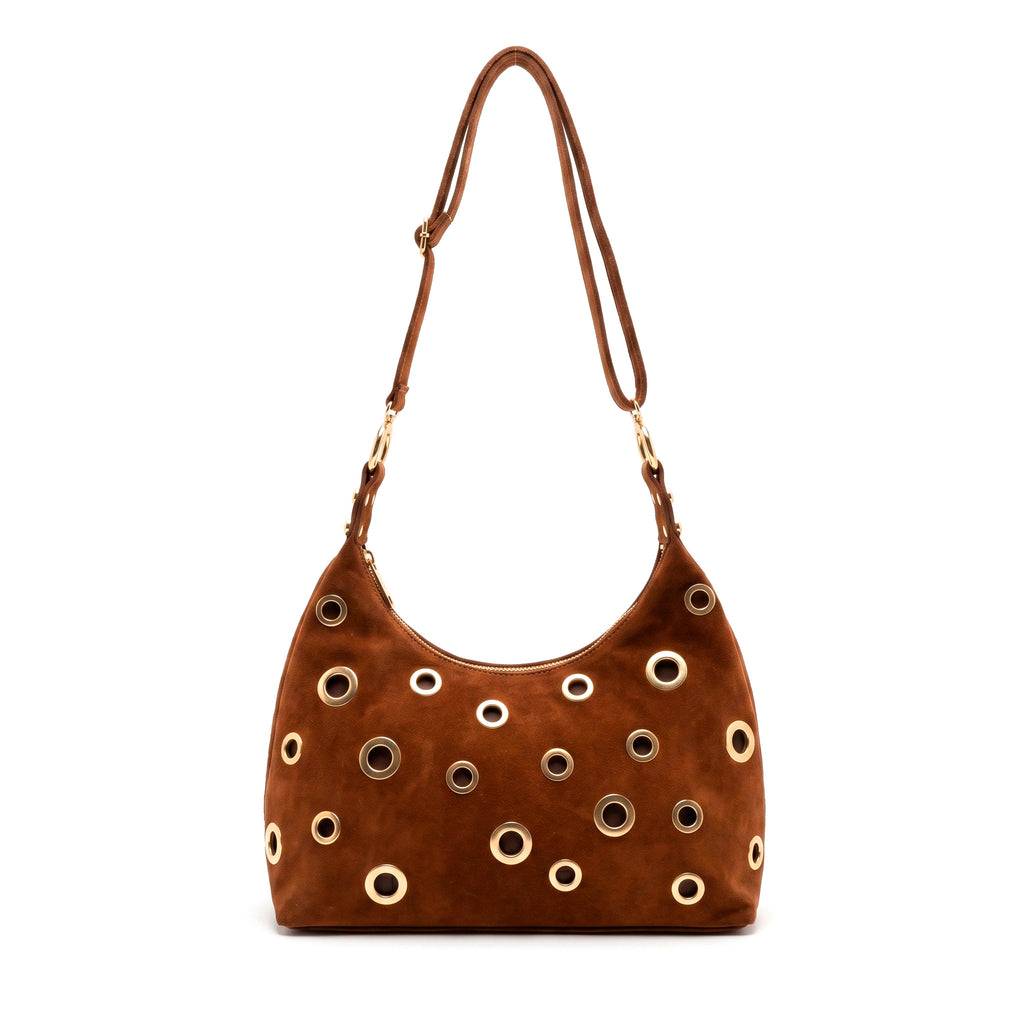 RHEA - Bolso Hobo de ante MARRÓN