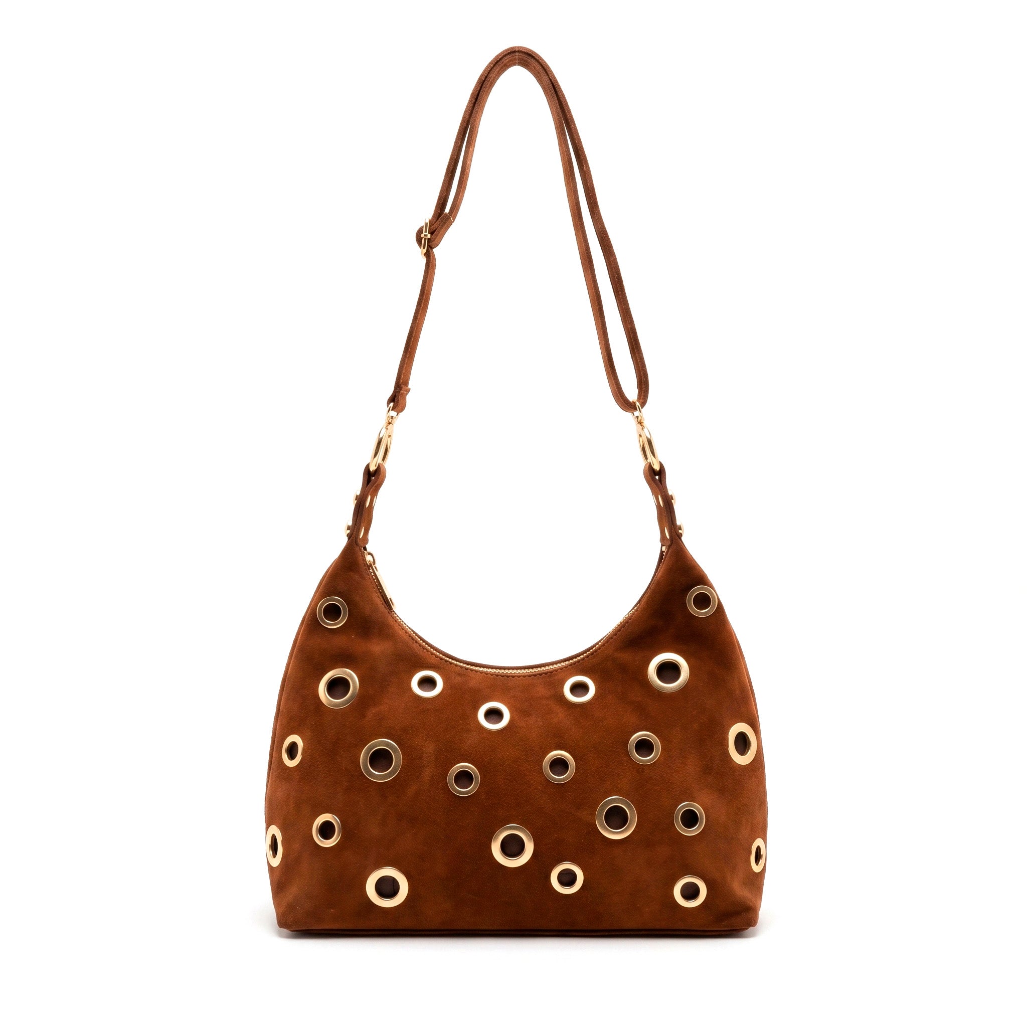 RHEA - Bolso Hobo de ante MARRÓN