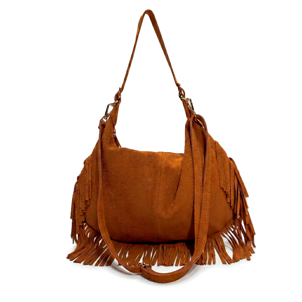 NOVA - Bolso shopper con flecos CAMEL