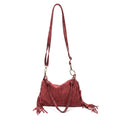 TIERRA - Bolso bandolera de flecos de piel BURDEOS