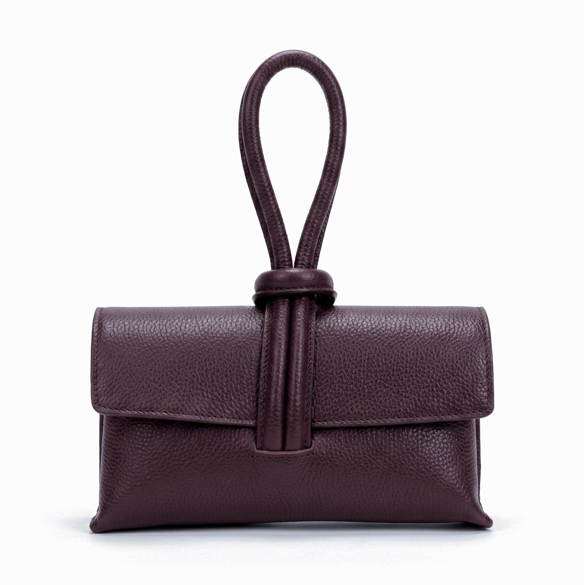 AURORA - Bolso de mano de piel BURDEOS