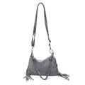 TIERRA - Bolso bandolera de flecos de piel GRIS