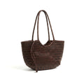 HYDRA - Bolso capazo trenzado de piel MARRON