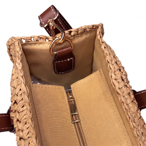 VEGA - Bolso de rafia CAMEL