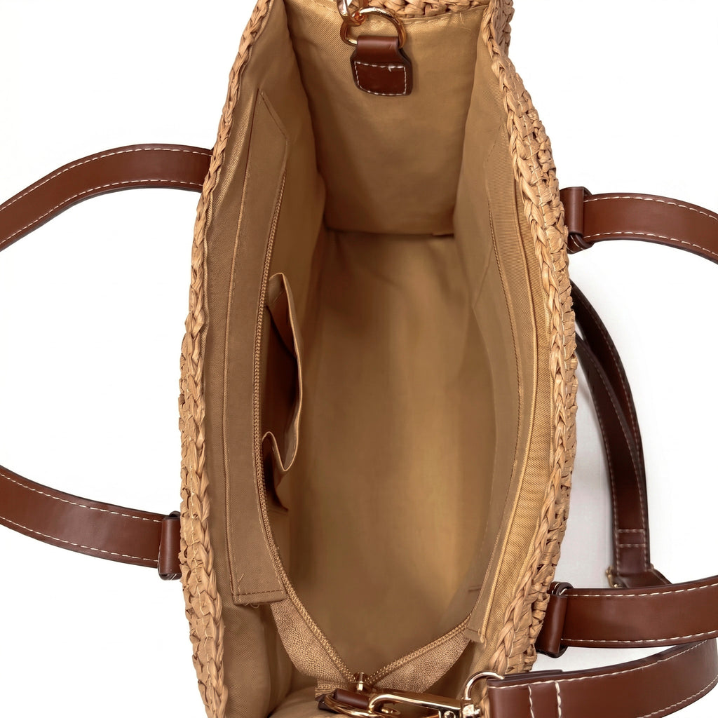 VEGA - Bolso de rafia CAMEL