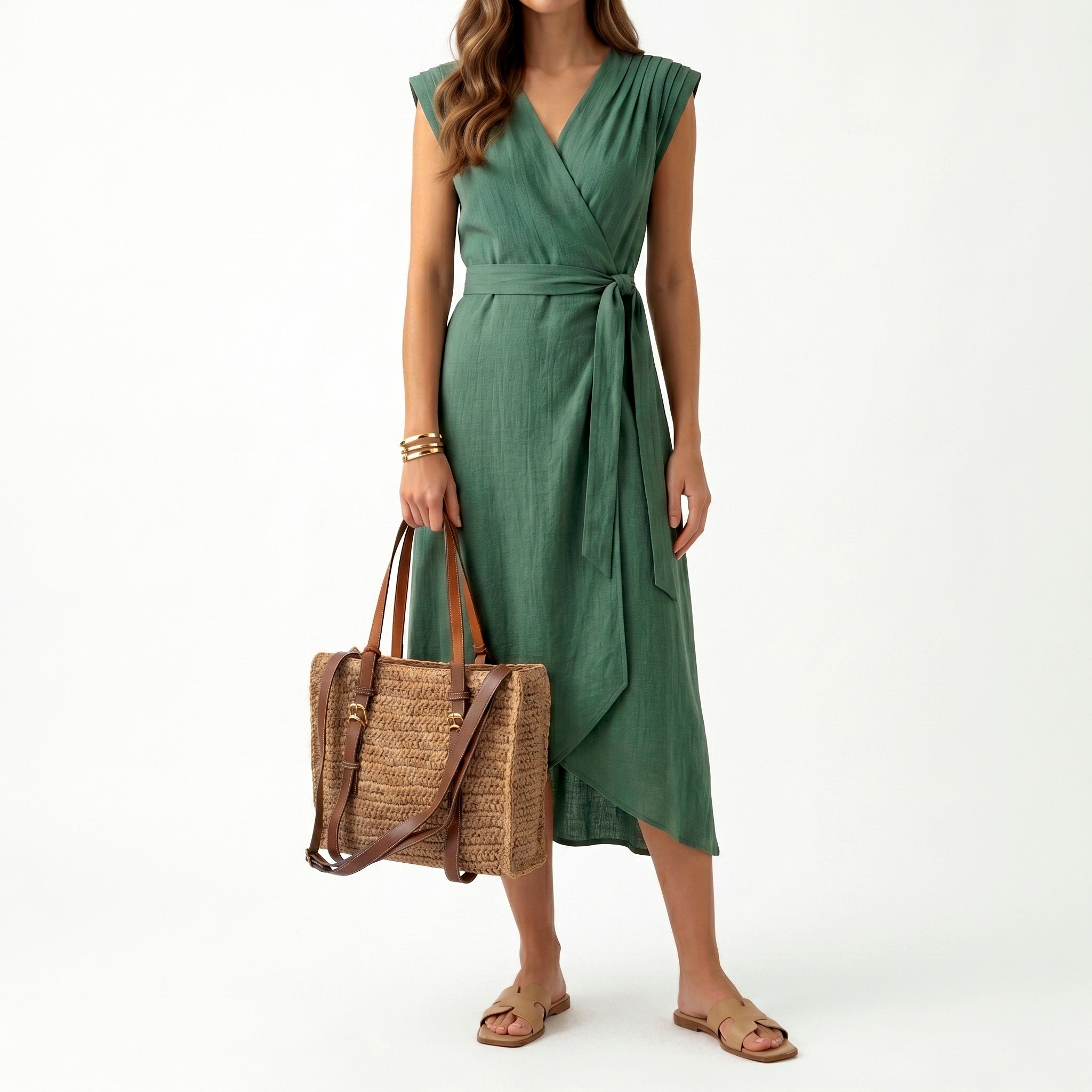 VEGA - Bolso de rafia CAMEL