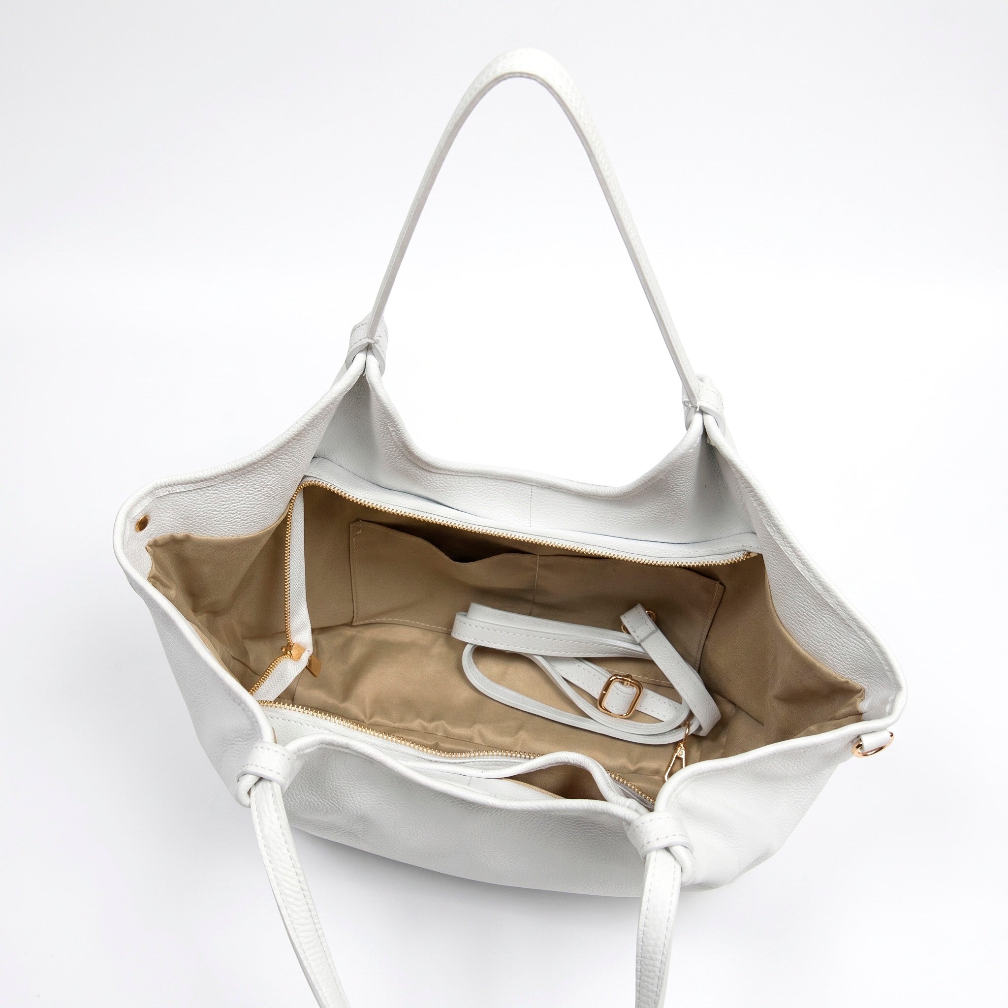 LUNA - Bolso Shopper Slouchy de piel BLANCO