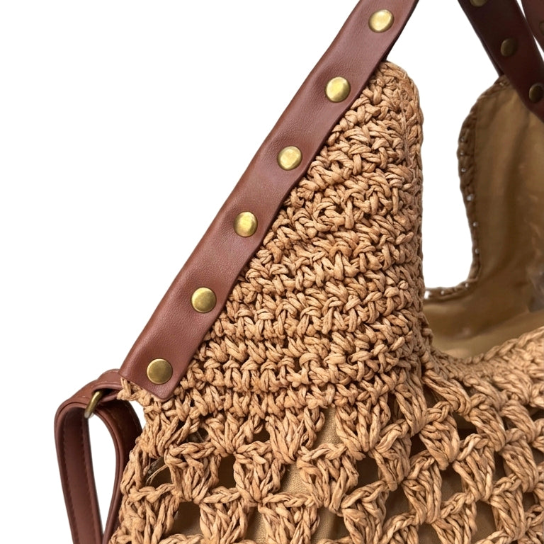 KRONOS - Bolso shopper de rafia CAMEL