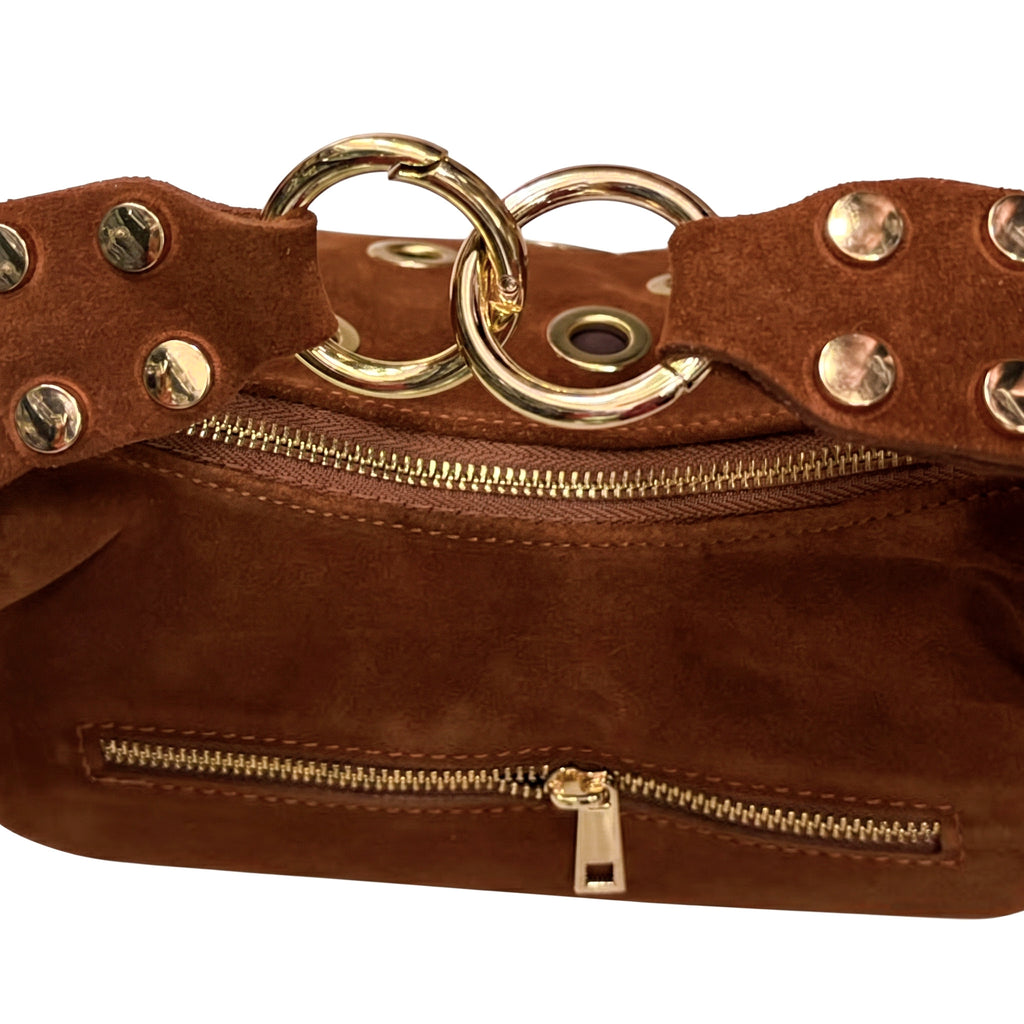 RHEA - Bolso Hobo de ante MARRÓN