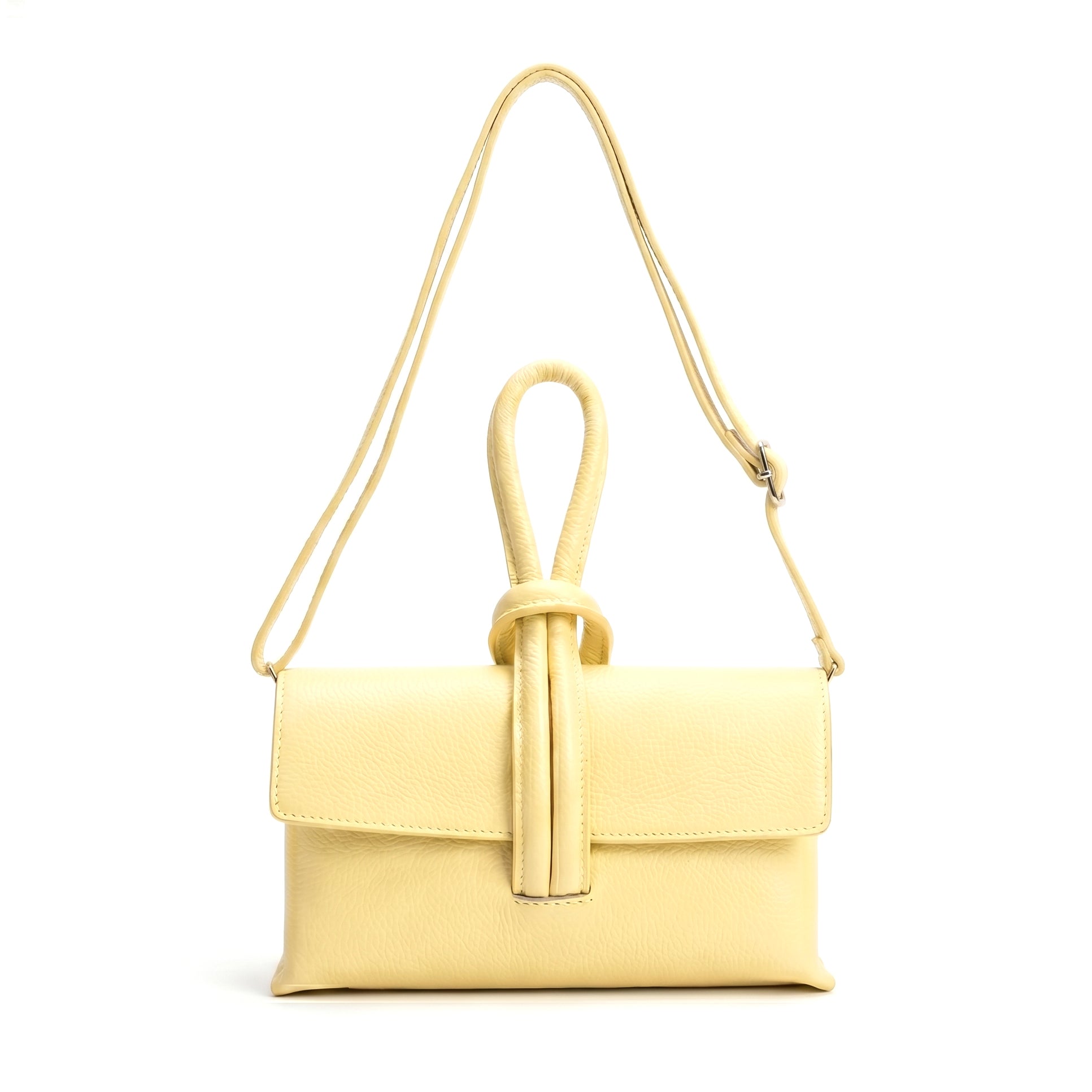 AURORA - Bolso de mano de piel AMARILLO