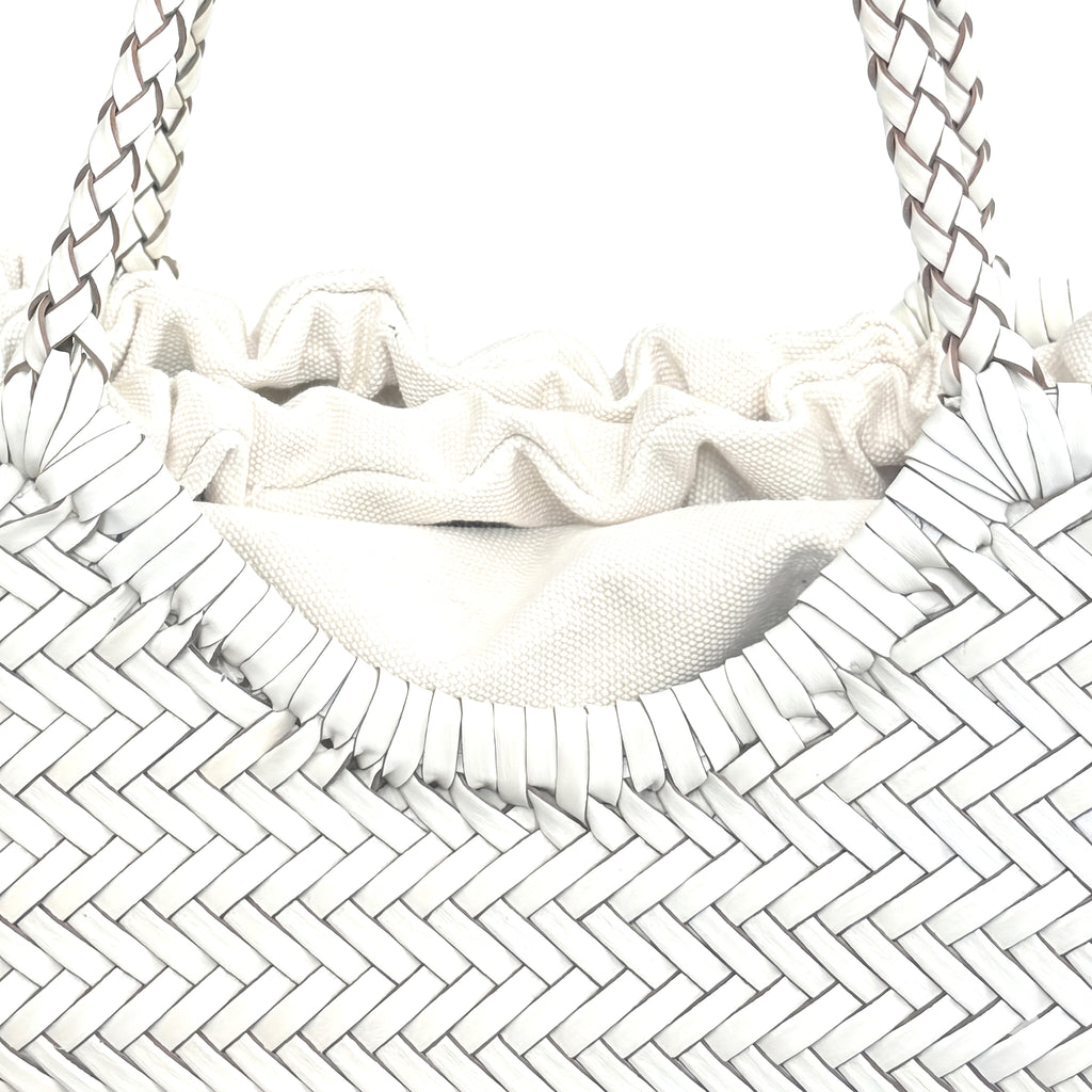 HYDRA - Bolso capazo trenzado de piel BLANCO
