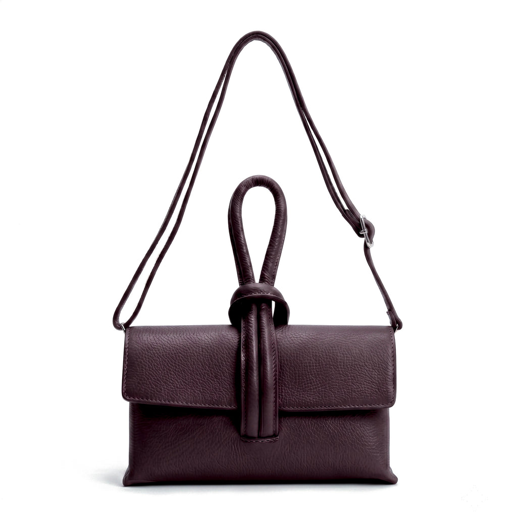 AURORA - Bolso de mano de piel BURDEOS