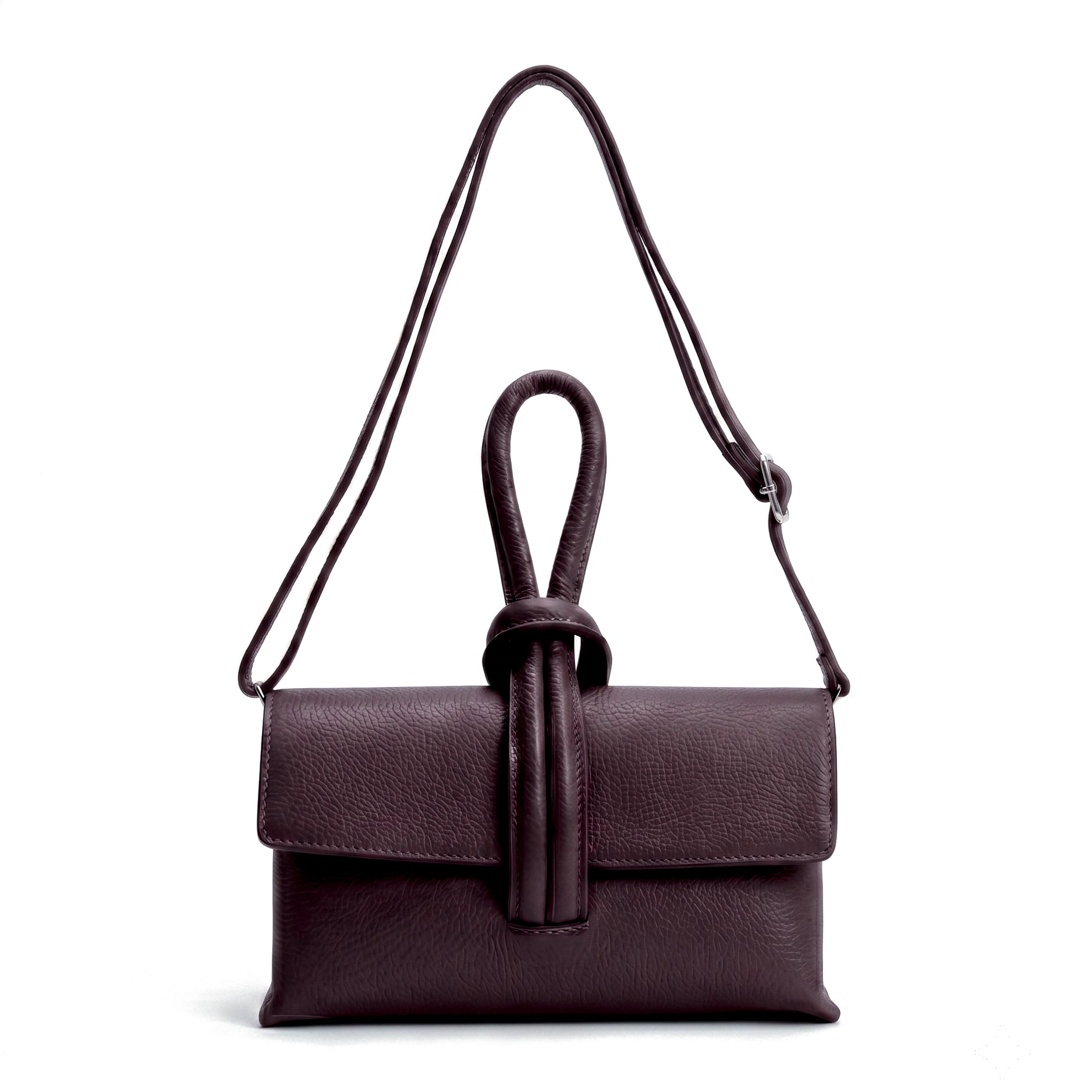 AURORA - Bolso de mano de piel BURDEOS
