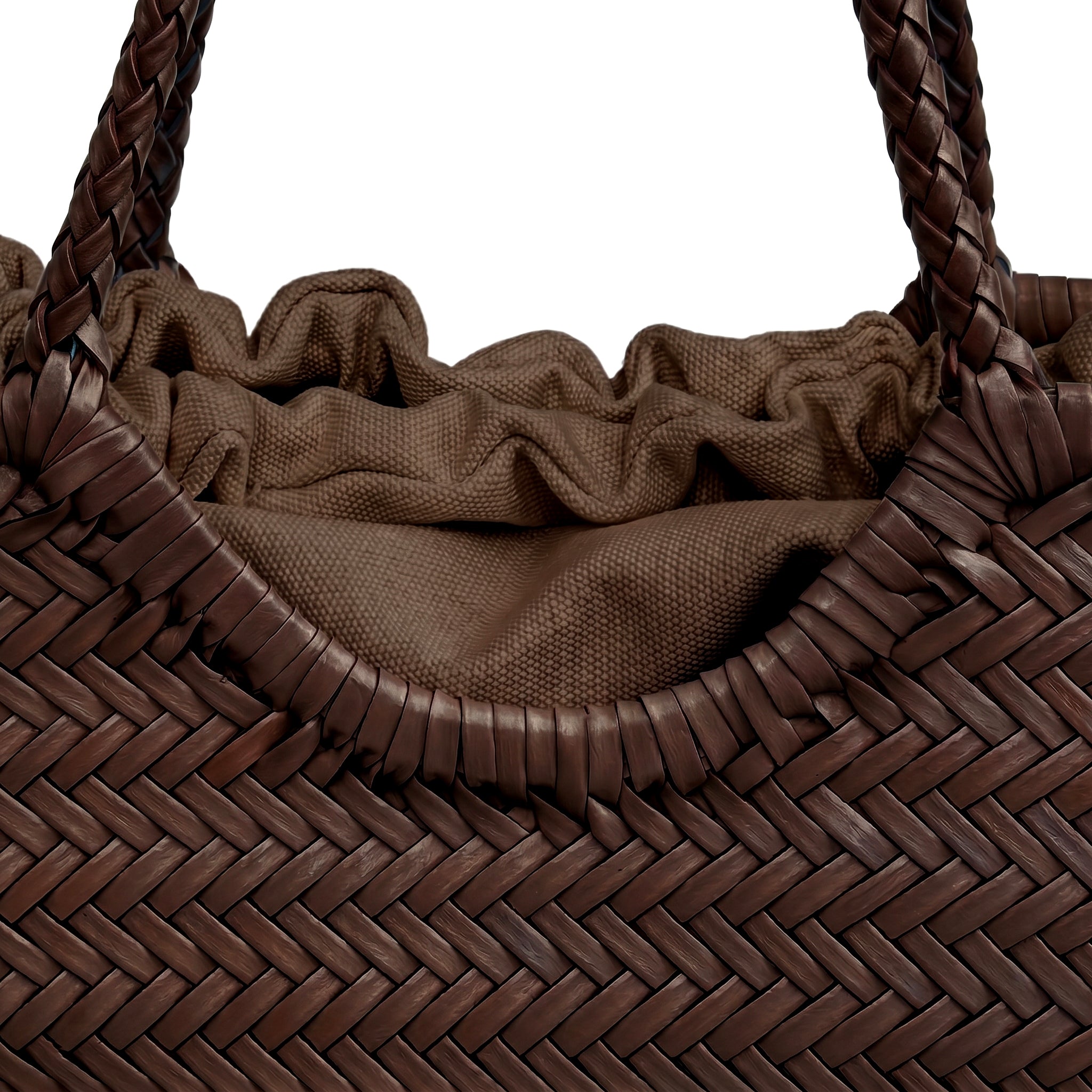 HYDRA - Bolso capazo trenzado de piel MARRON