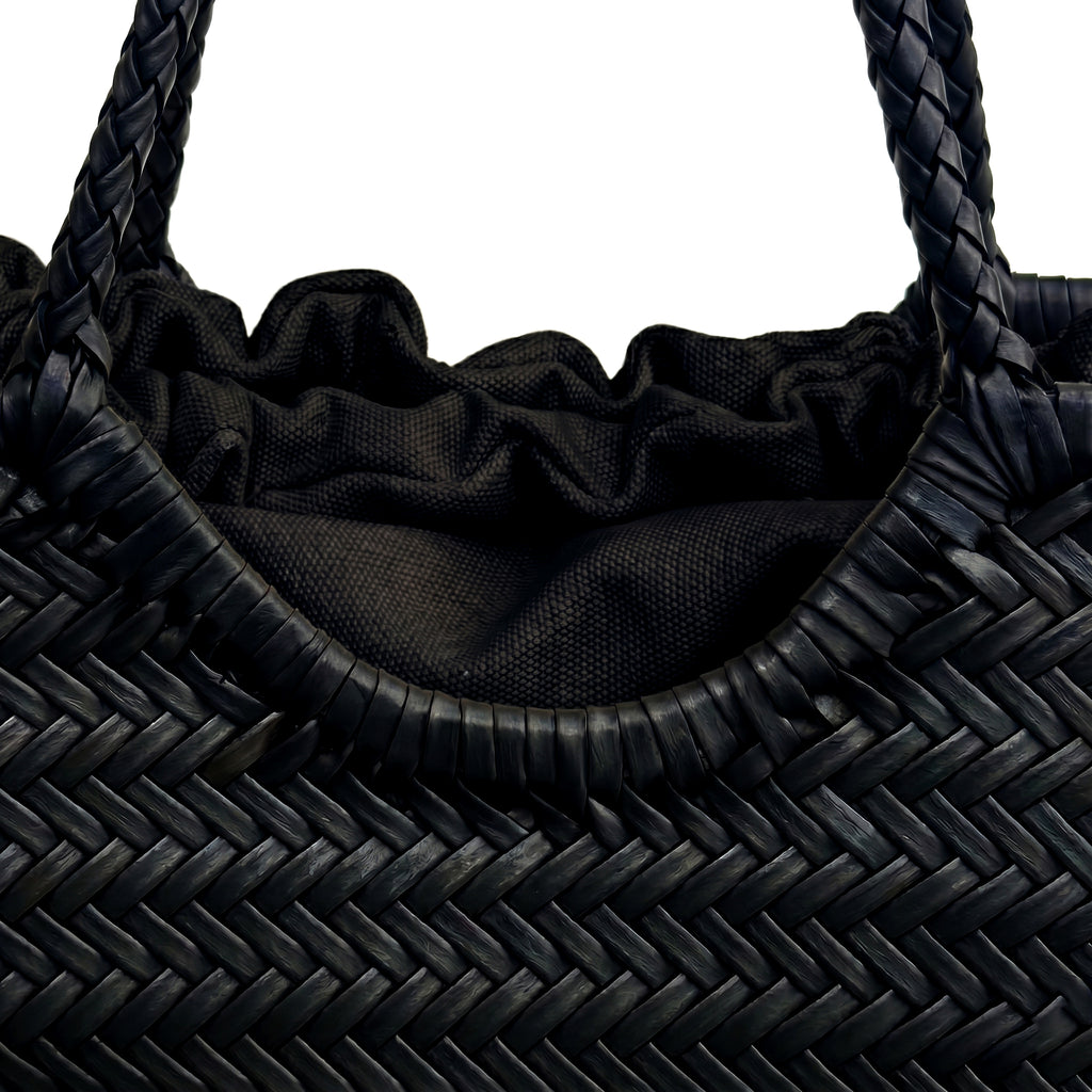 HYDRA - Bolso capazo trenzado de piel NEGRO