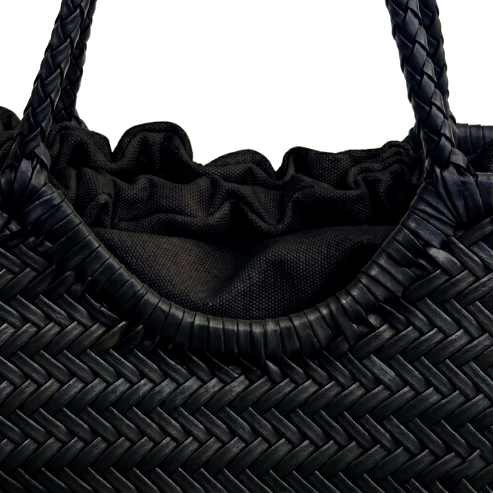 HYDRA - Bolso capazo trenzado de piel NEGRO