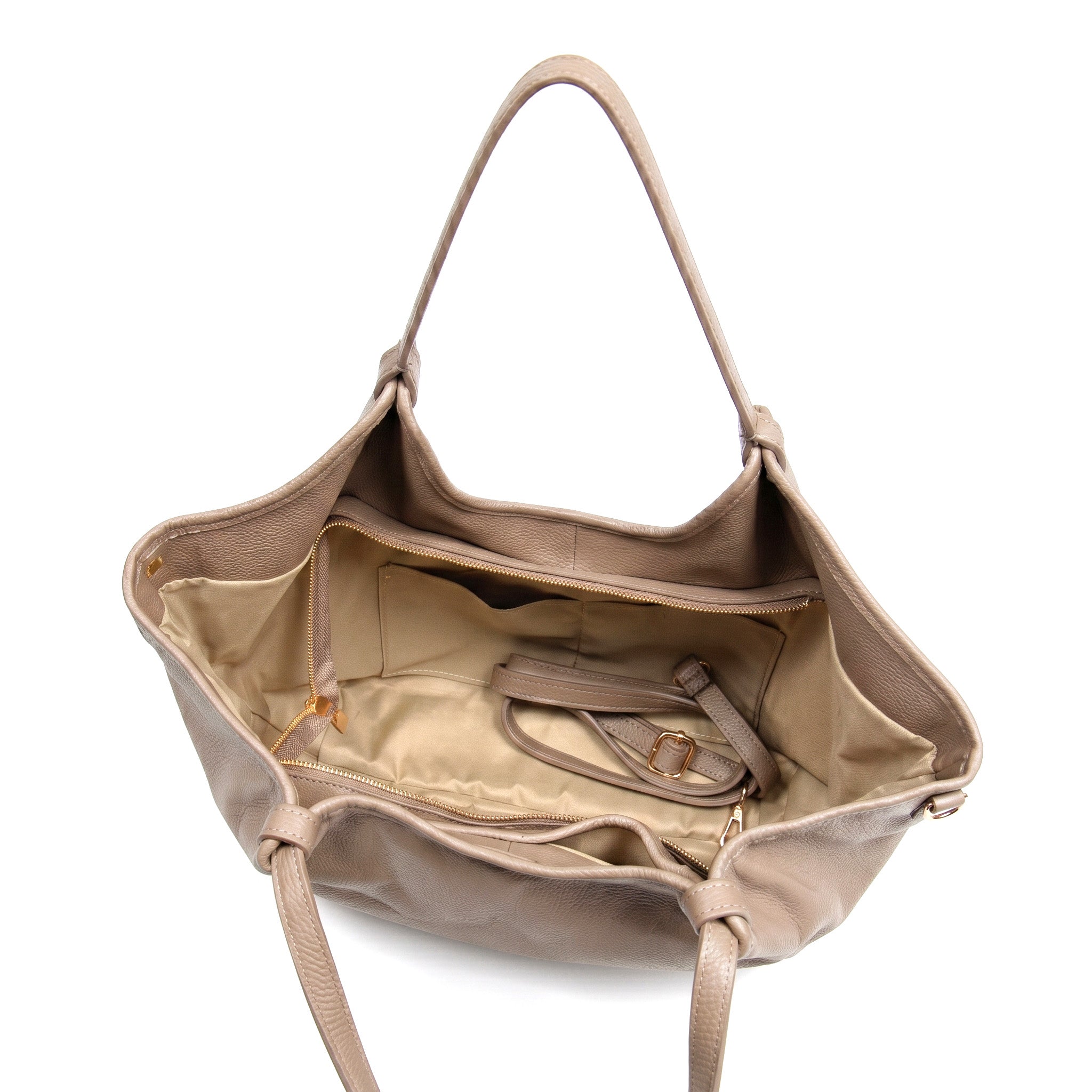 LUNA - Bolso Shopper Slouchy de piel TAUPE