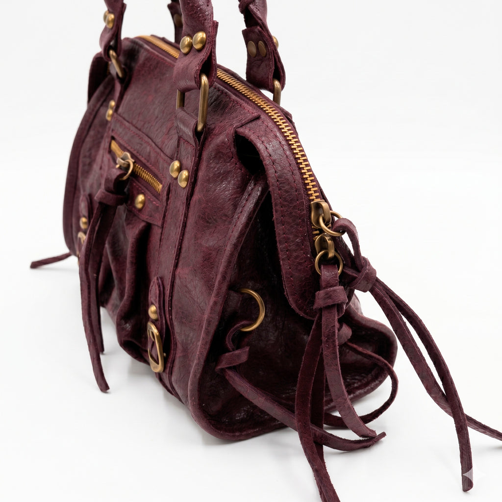 STELA - Bolso metalizado de piel BURDEOS