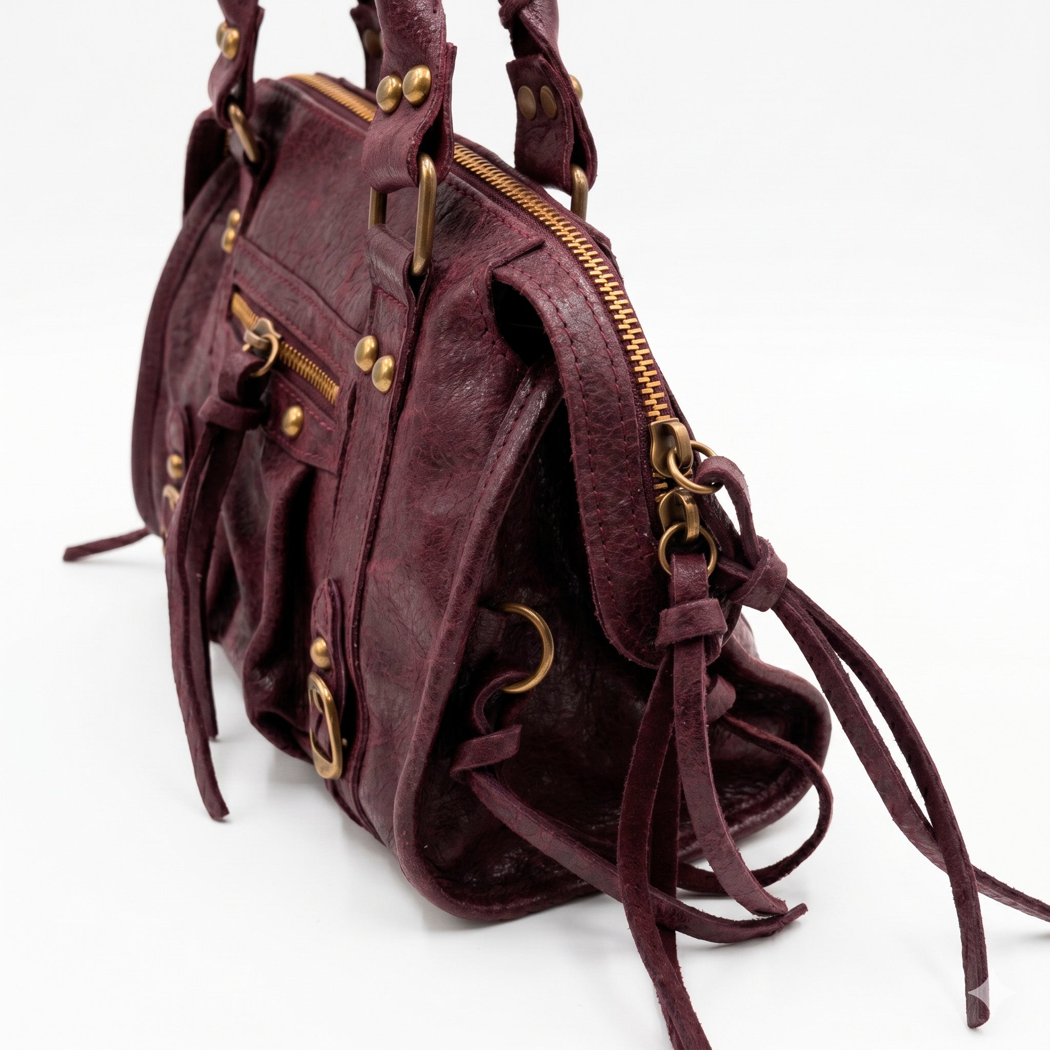 STELA - Bolso metalizado de piel BURDEOS
