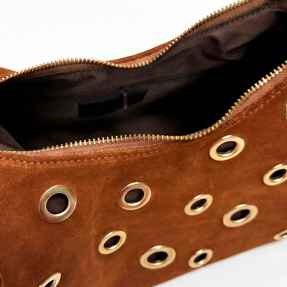 RHEA - Bolso Hobo de ante MARRÓN
