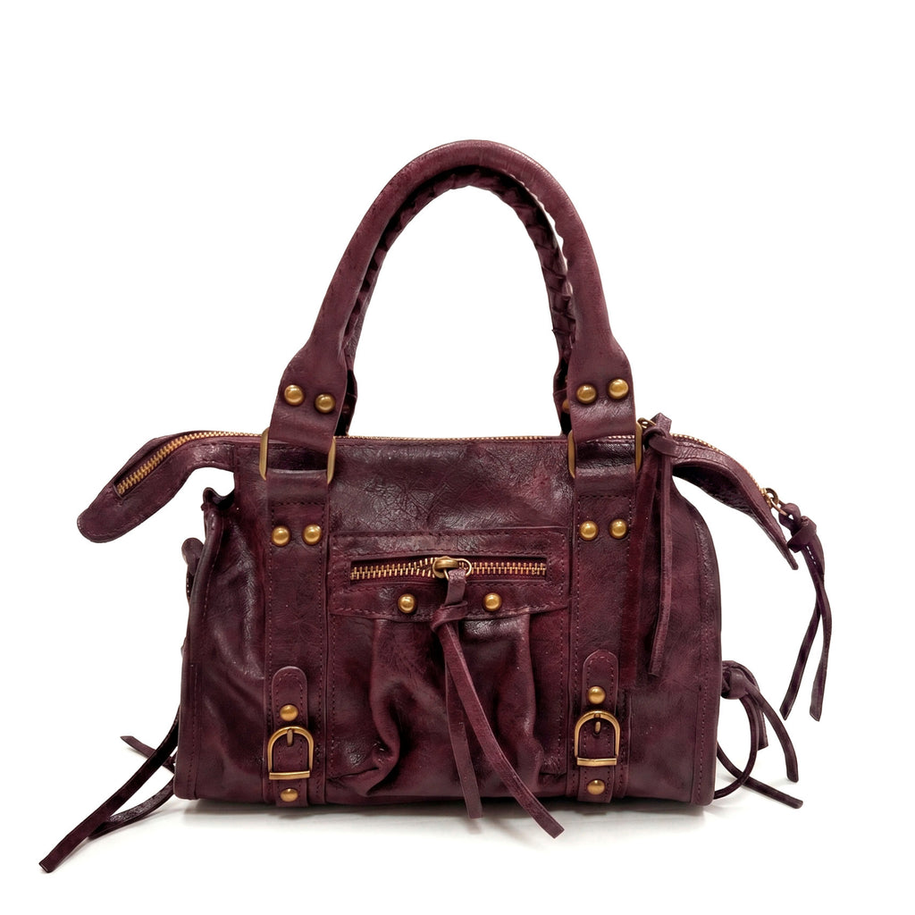 STELA - Bolso metalizado de piel BURDEOS