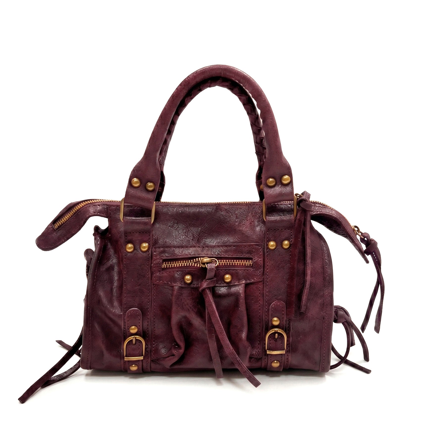 STELA - Bolso metalizado de piel BURDEOS