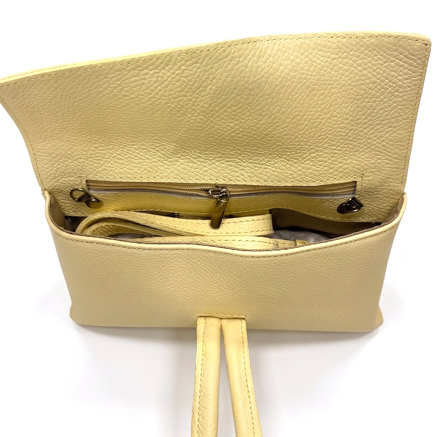 AURORA - Bolso de mano de piel AMARILLO