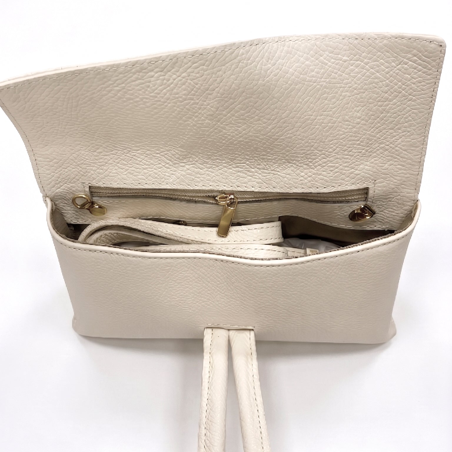 AURORA - Bolso de mano de piel CREMA