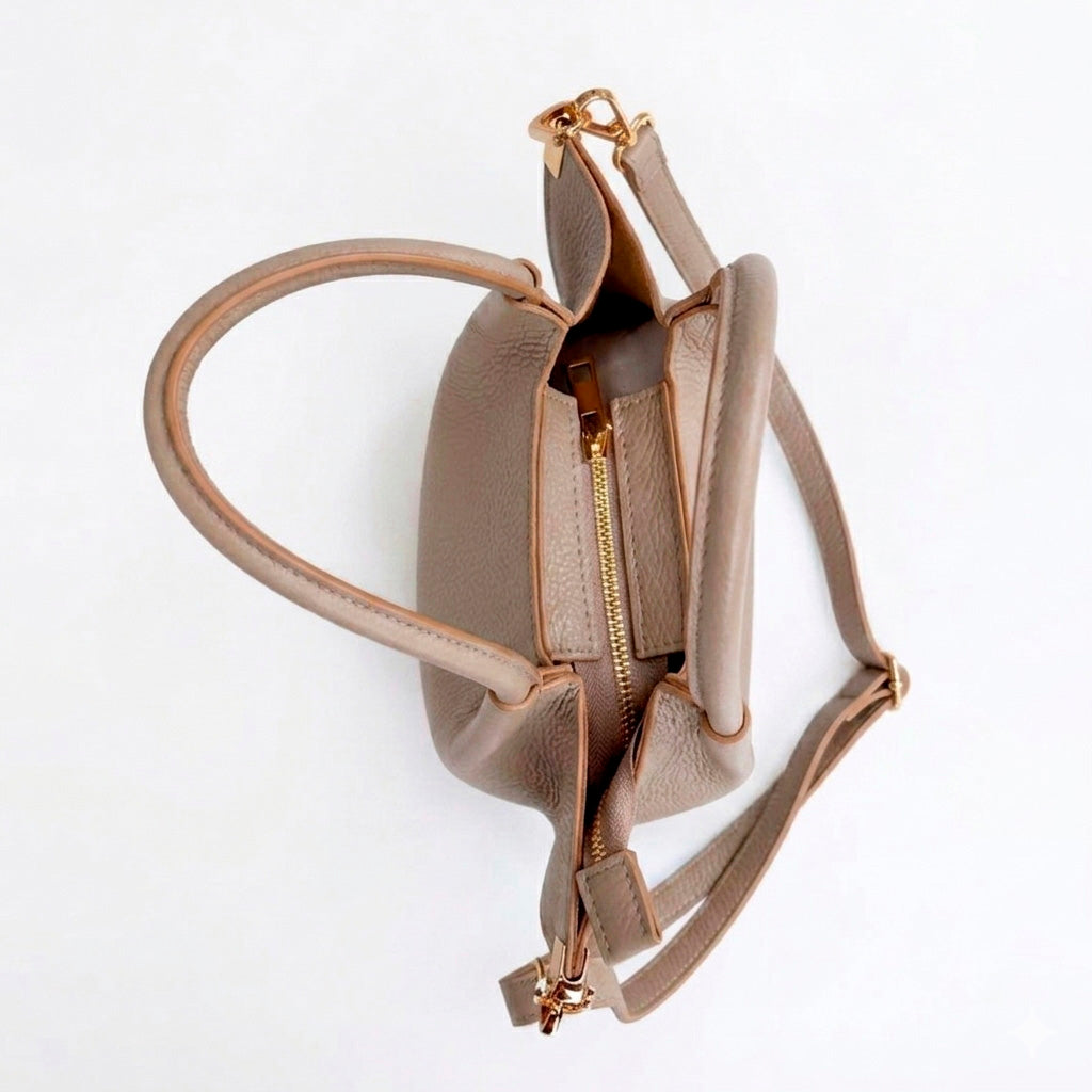 DENNA - Bolso Bucket de piel BEIGE