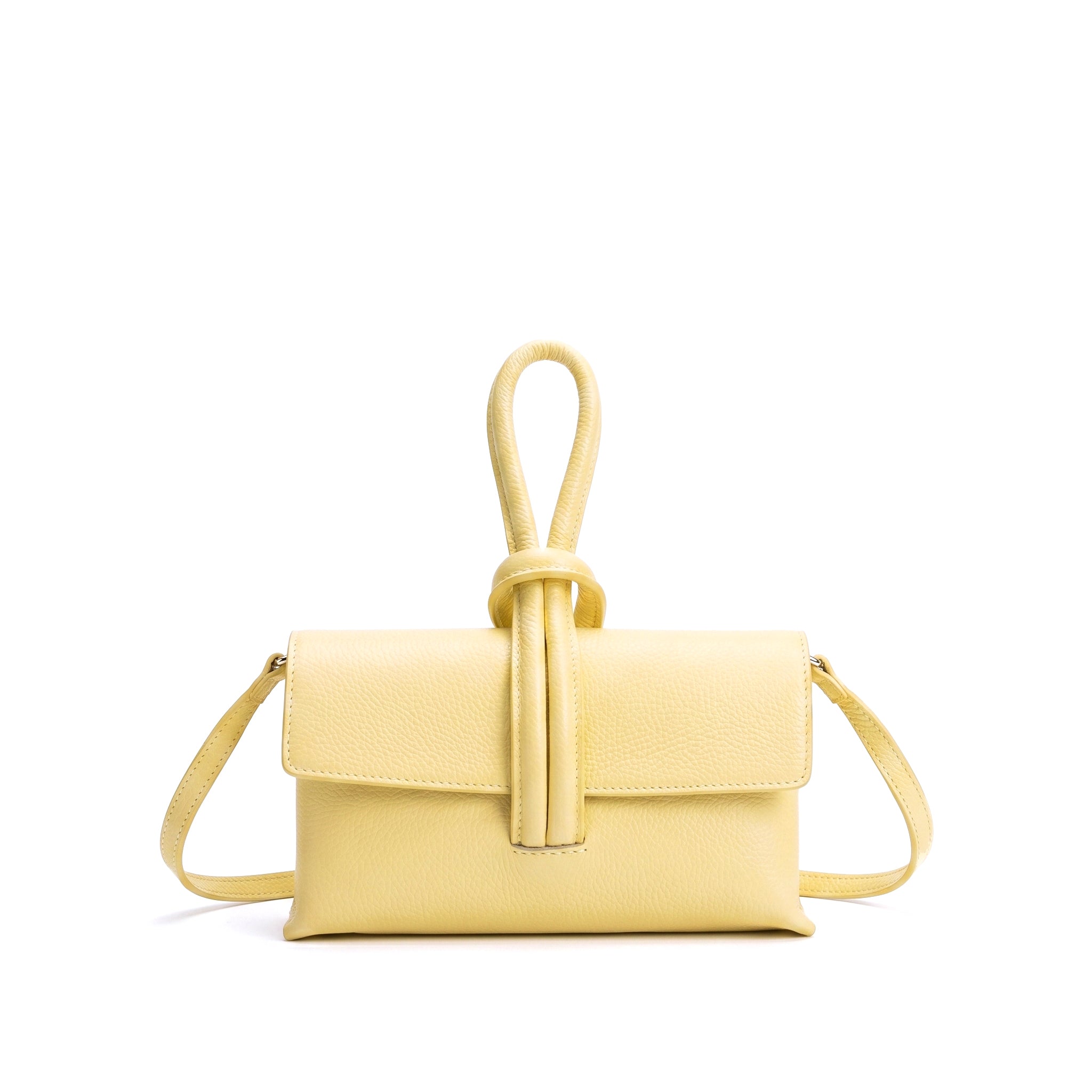 AURORA - Bolso de mano de piel AMARILLO