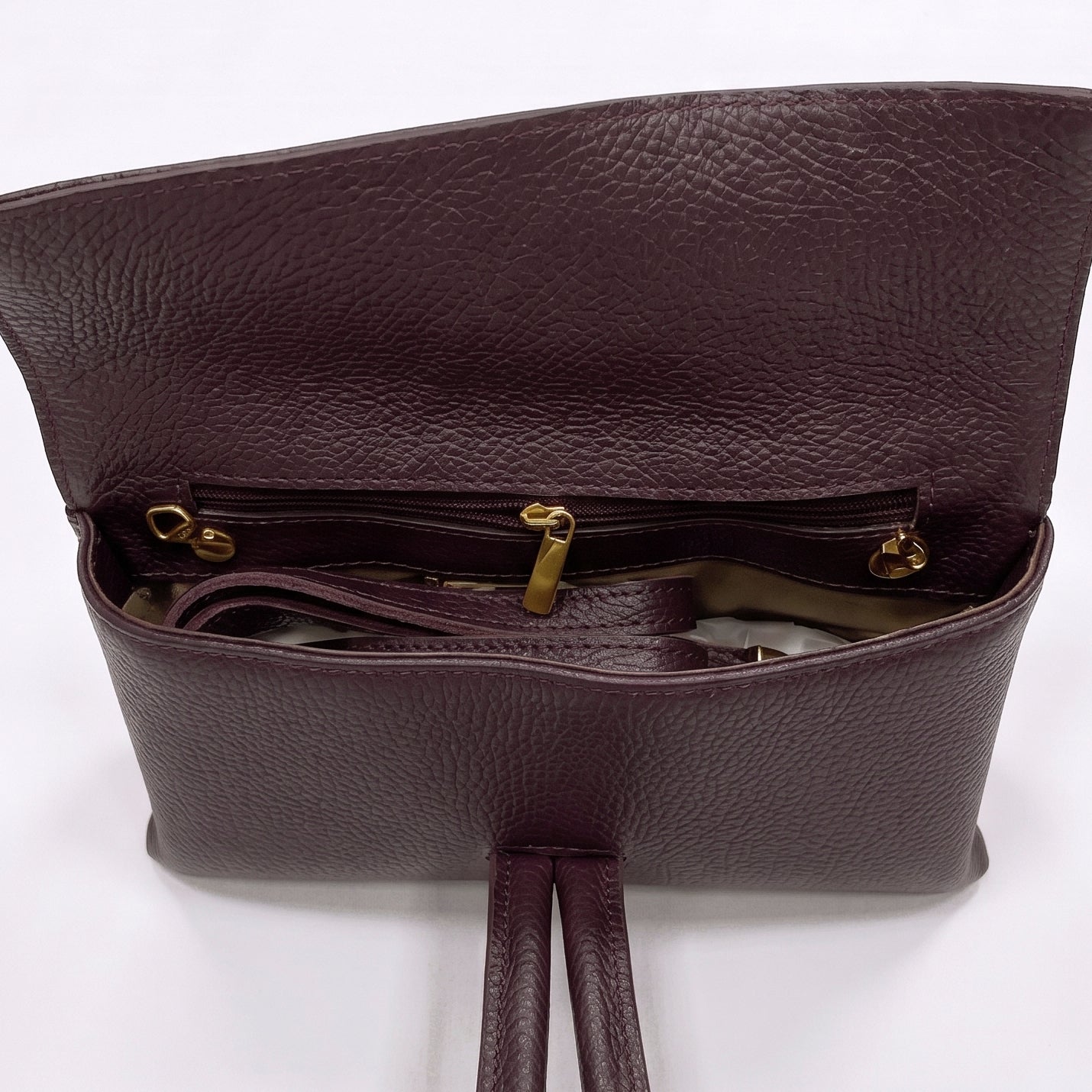 AURORA - Bolso de mano de piel BURDEOS