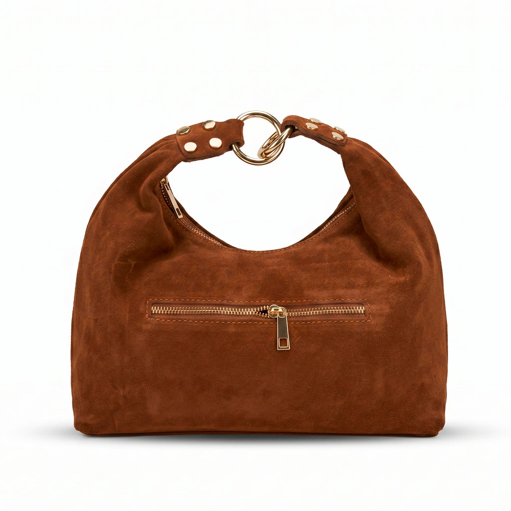 RHEA - Bolso Hobo de ante MARRÓN