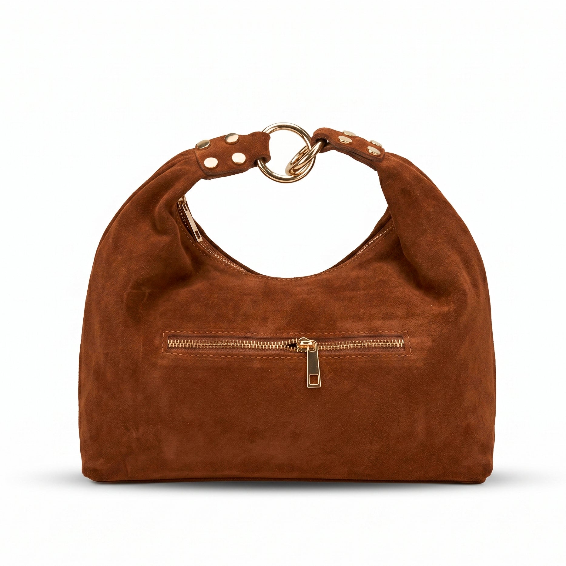 RHEA - Bolso Hobo de ante MARRÓN