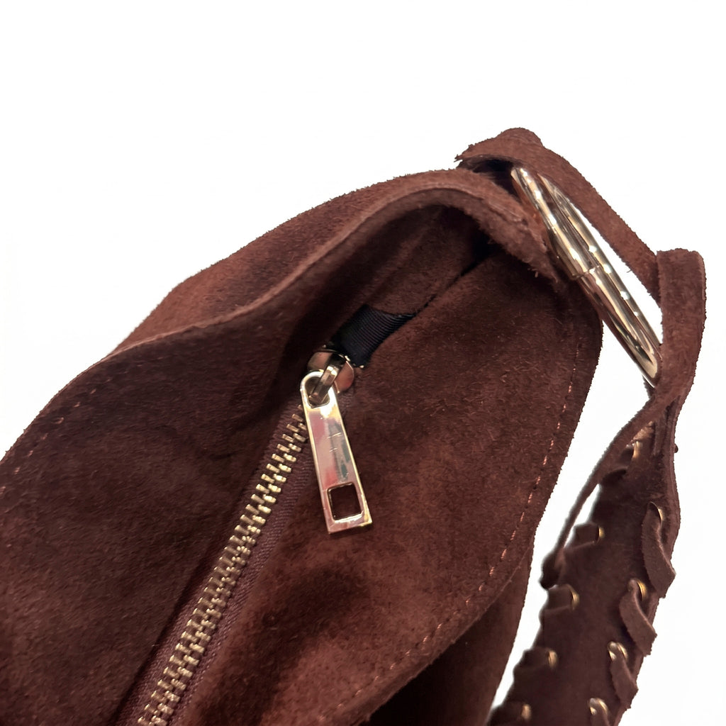 HALO - Bolso de hombro con asa trenzada MARRON