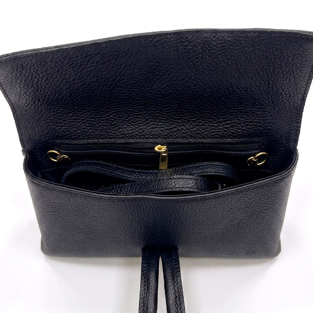AURORA - Bolso de mano de piel NEGRO