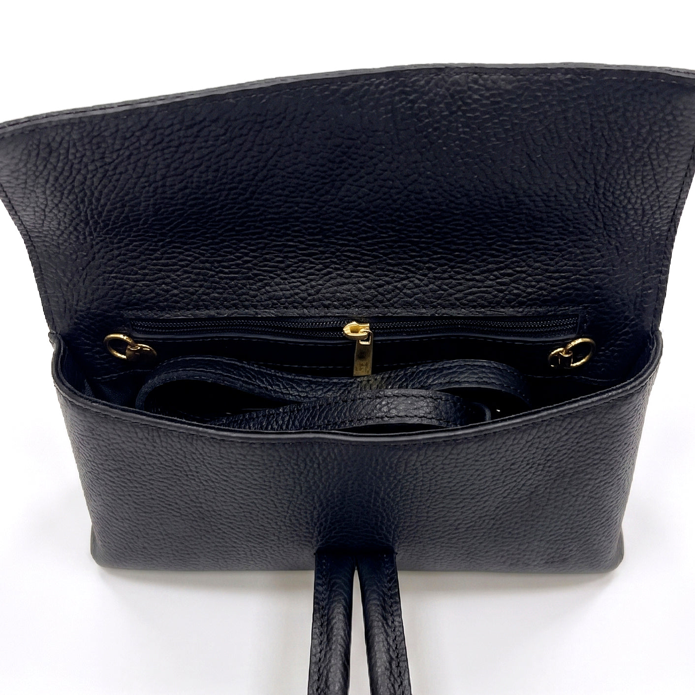 AURORA - Bolso de mano de piel NEGRO