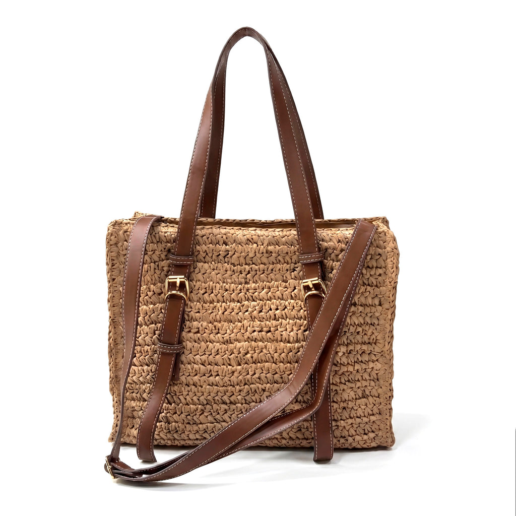 VEGA - Bolso de rafia CAMEL