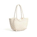 HYDRA - Bolso capazo trenzado de piel BLANCO