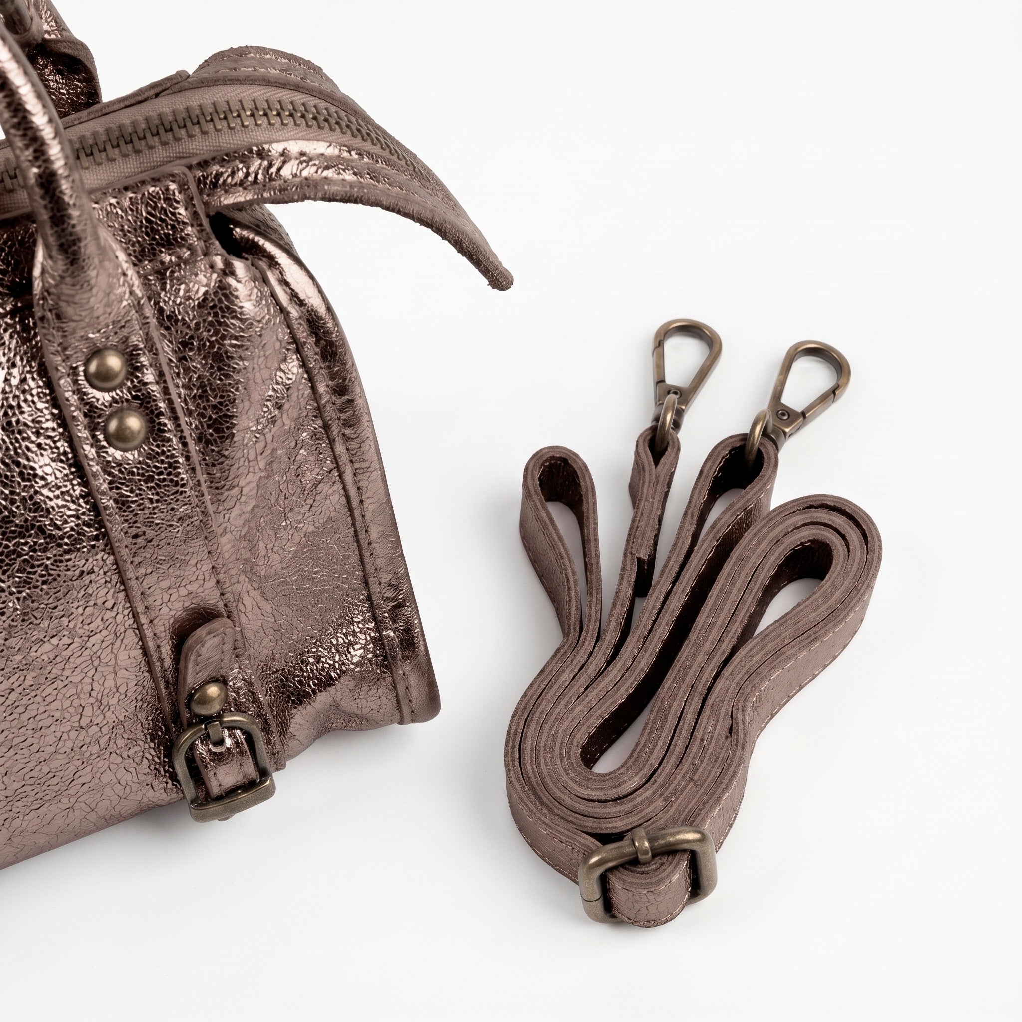 STELA - Bolso metalizado de piel BRONCE