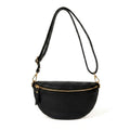 ELARA - Bolso riñonera de piel con correa ajustable NEGRO