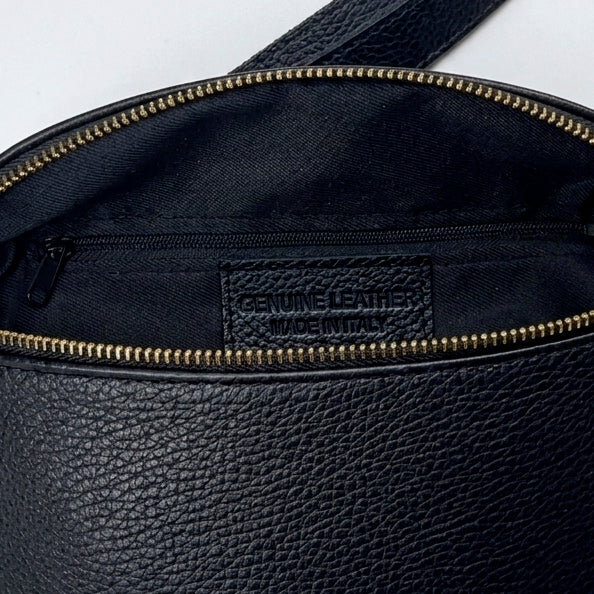 ELARA - Bolso riñonera de piel con correa ajustable NEGRO