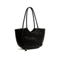 HYDRA - Bolso capazo trenzado de piel NEGRO