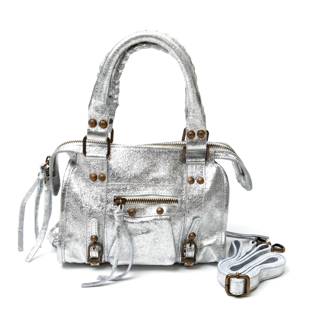 STELA - Bolso metalizado de piel PLATA