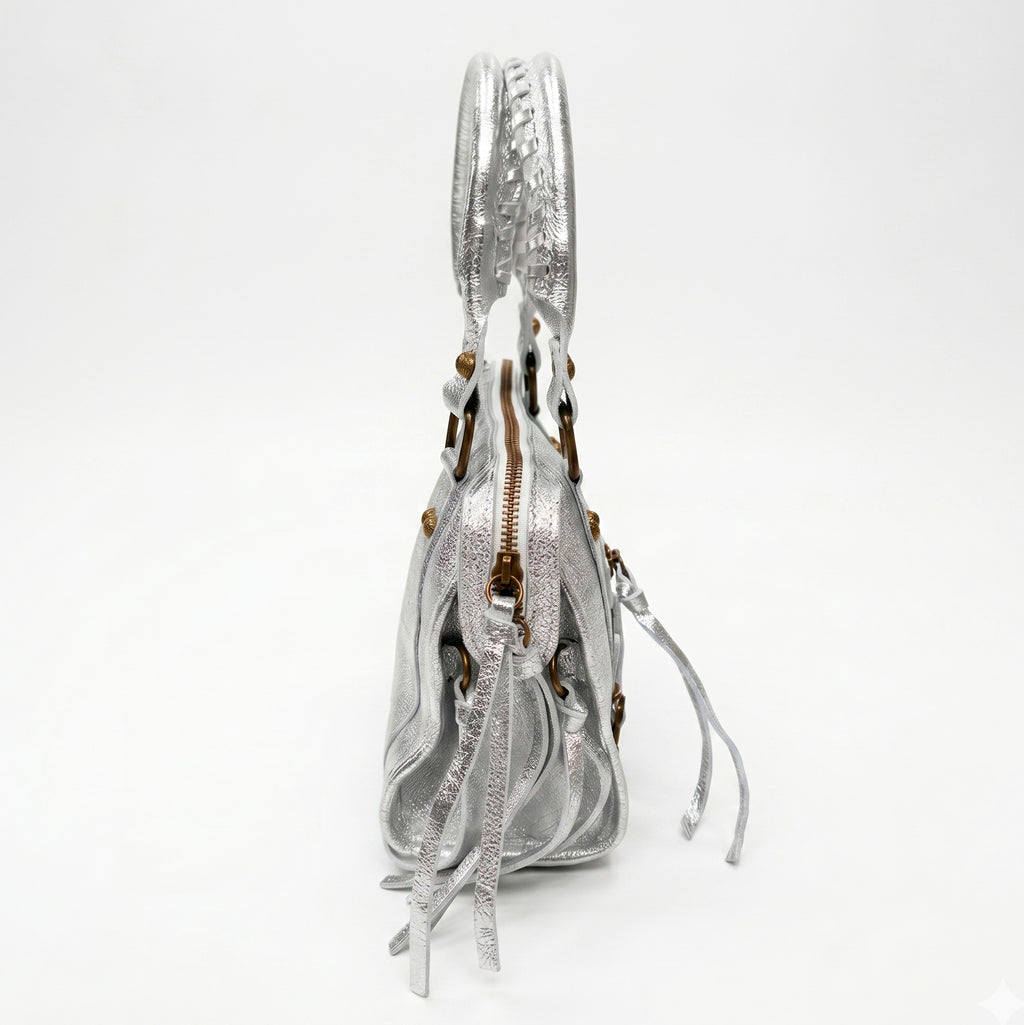STELA - Bolso metalizado de piel PLATA