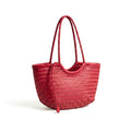 HYDRA - Bolso capazo trenzado de piel ROJO